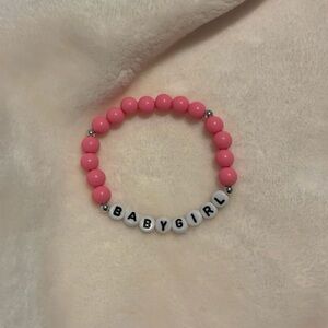 Hand Crafted Pink and White Beaded Bracelet
